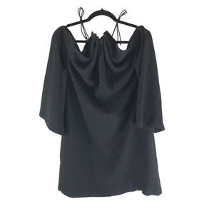 Finders Womens Dress Off Shoulder Mini Textured Shift Black XS